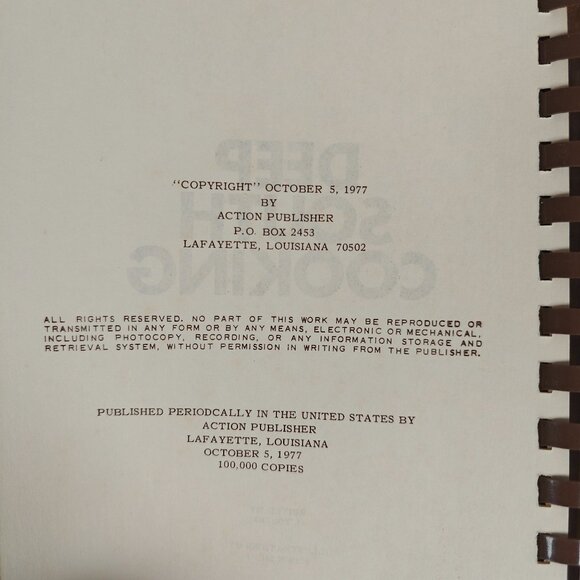 Deep South Cooking Vintage Spiral-Bound Cookbook 1977 Cajun Creole Local Ethnic - Picture 2 of 7